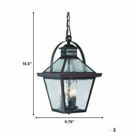 Homeroots 16.5 x 9.75 x 9.75 in. Bay Street 3-Light Architectural Bronze Hanging Light 398020